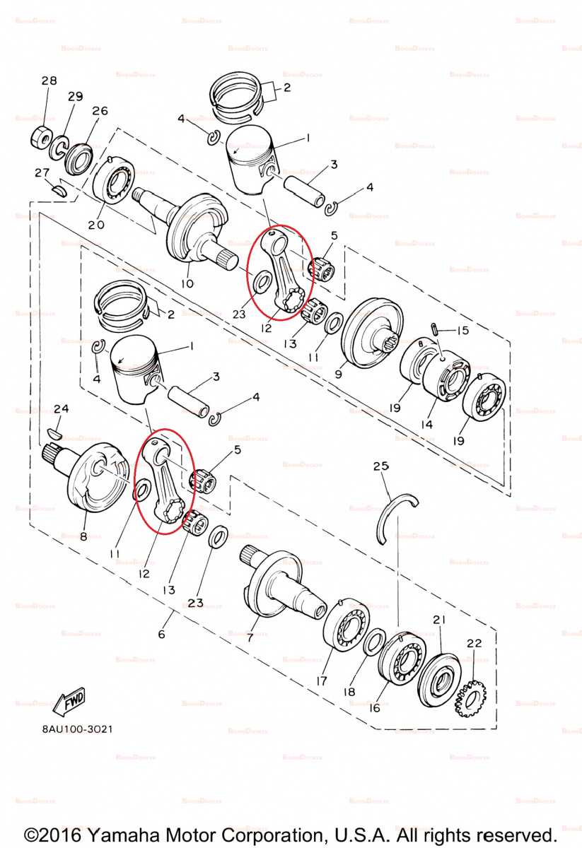 8R6-11651-00-00 Шатун коленвала двигателя 1 шт для снегоходов Yamaha VK540 8H8-11651-00-00/SM-09340 - фото товара BoonDocker