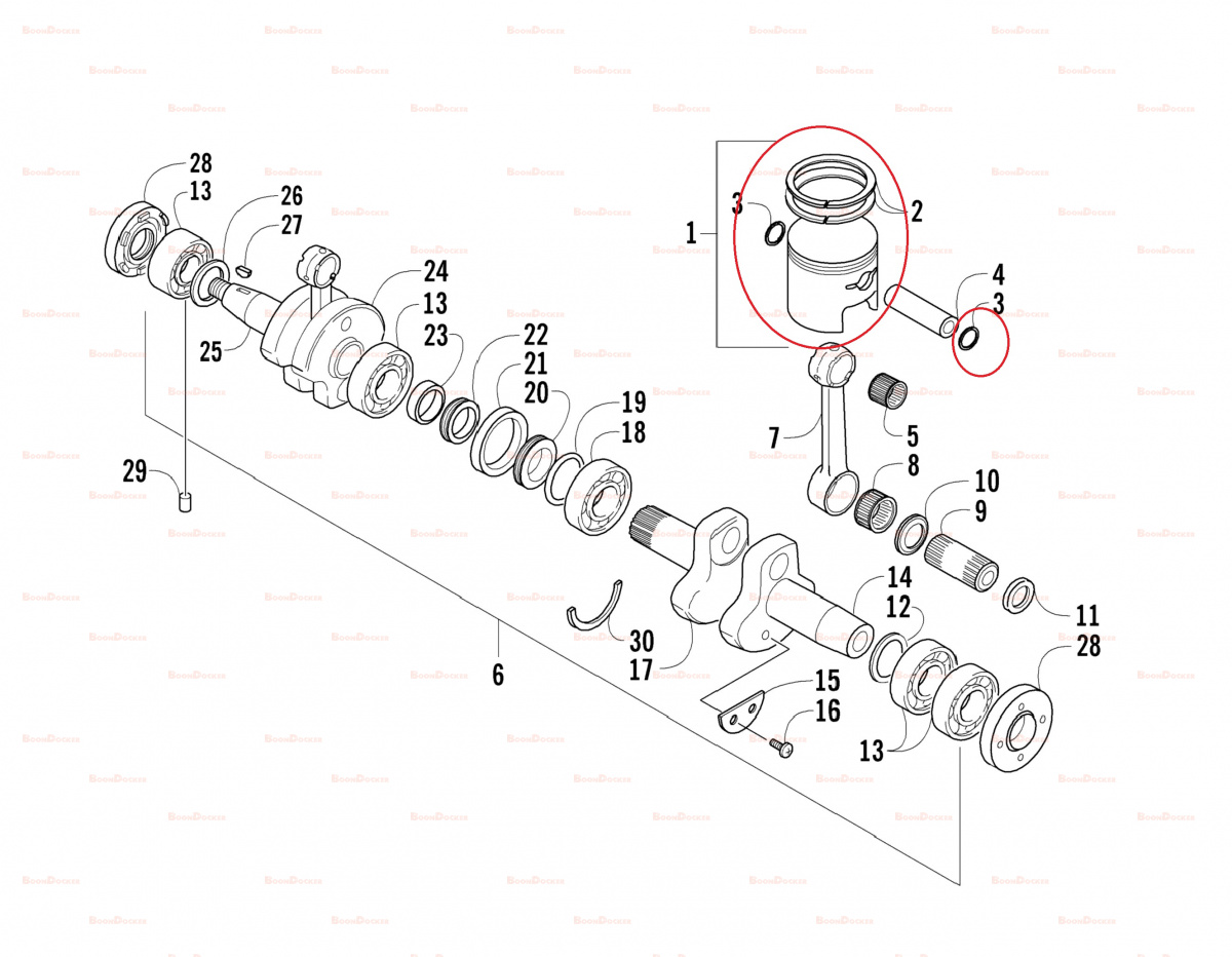 54-603PS Поршень 60 mm в сборе для снегоходов Arctic Cat Panther 370/Z370 102426/09-603/3005-913 - фото товара BoonDocker