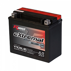 Аккумулятор RDrive eXtremal Silver 12V/18,9Ah обратная -/+ 175X87X154 mm YTX20LBS/YTX20L-BS/YTX20HL-BS/GYZ20HL/GYZ20L