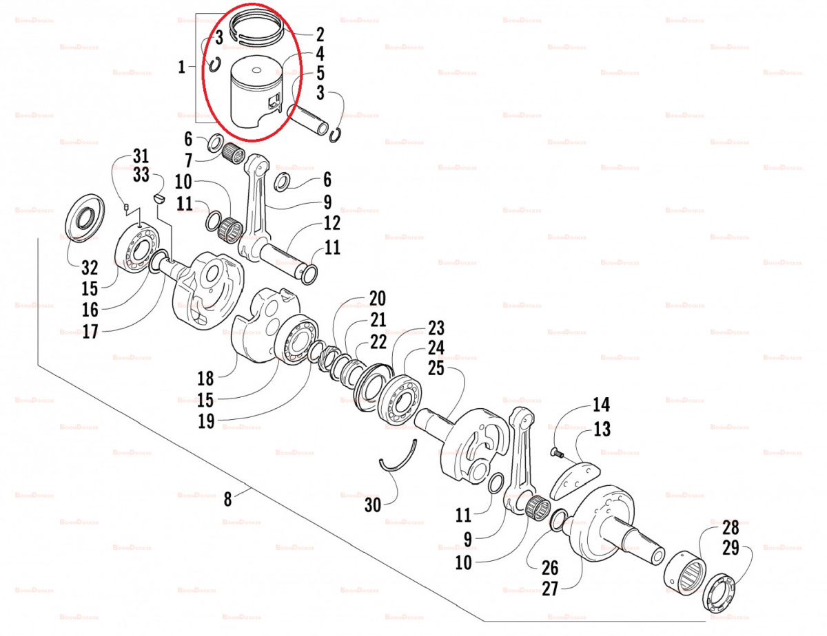 3007-863 Поршень 73,8 mm с кольцами для снегоходов Arctic Cat BEARCAT 570XT SM-09220/09-650/3006-003/3006-528/3006-921 - фото товара BoonDocker