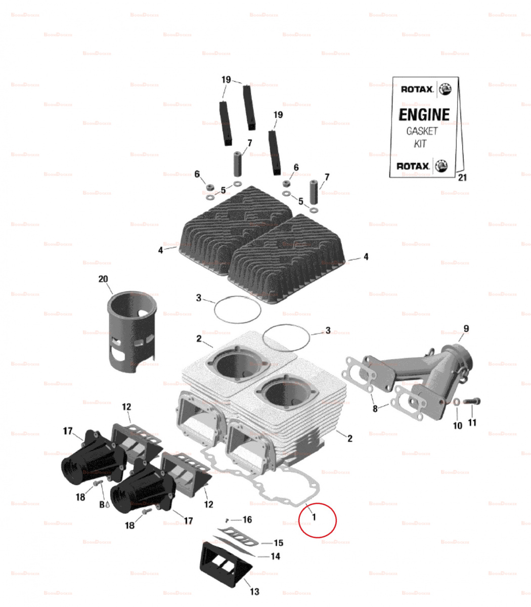420950910 Прокладка под цилиндры 0,3 mm для снегоходов Ski-Doo Rotax 380F/550F 420950910 - фото товара BoonDocker