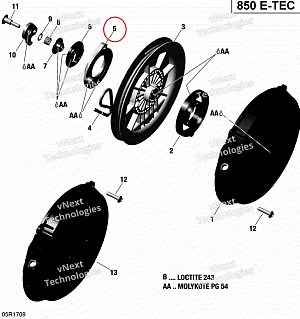 861805530 Защелка ручного стартера для снегоходов Ski-Doo SUMMIT G4 420852635/SM-11031D