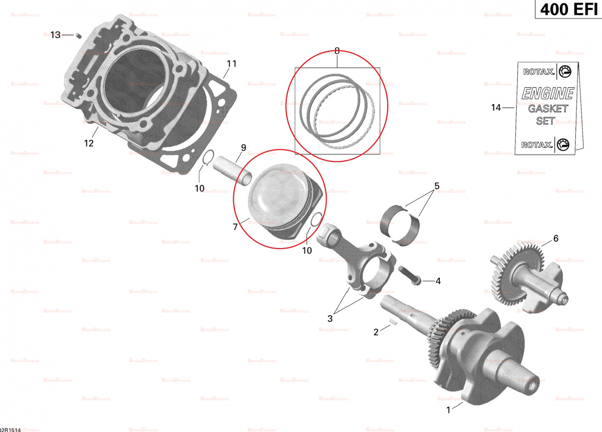 420296776 Поршень 91.208/+0,25 mm с кольцами для квадроциклов Can-Am Rotax 400/800R 420296776 - фото товара BoonDocker