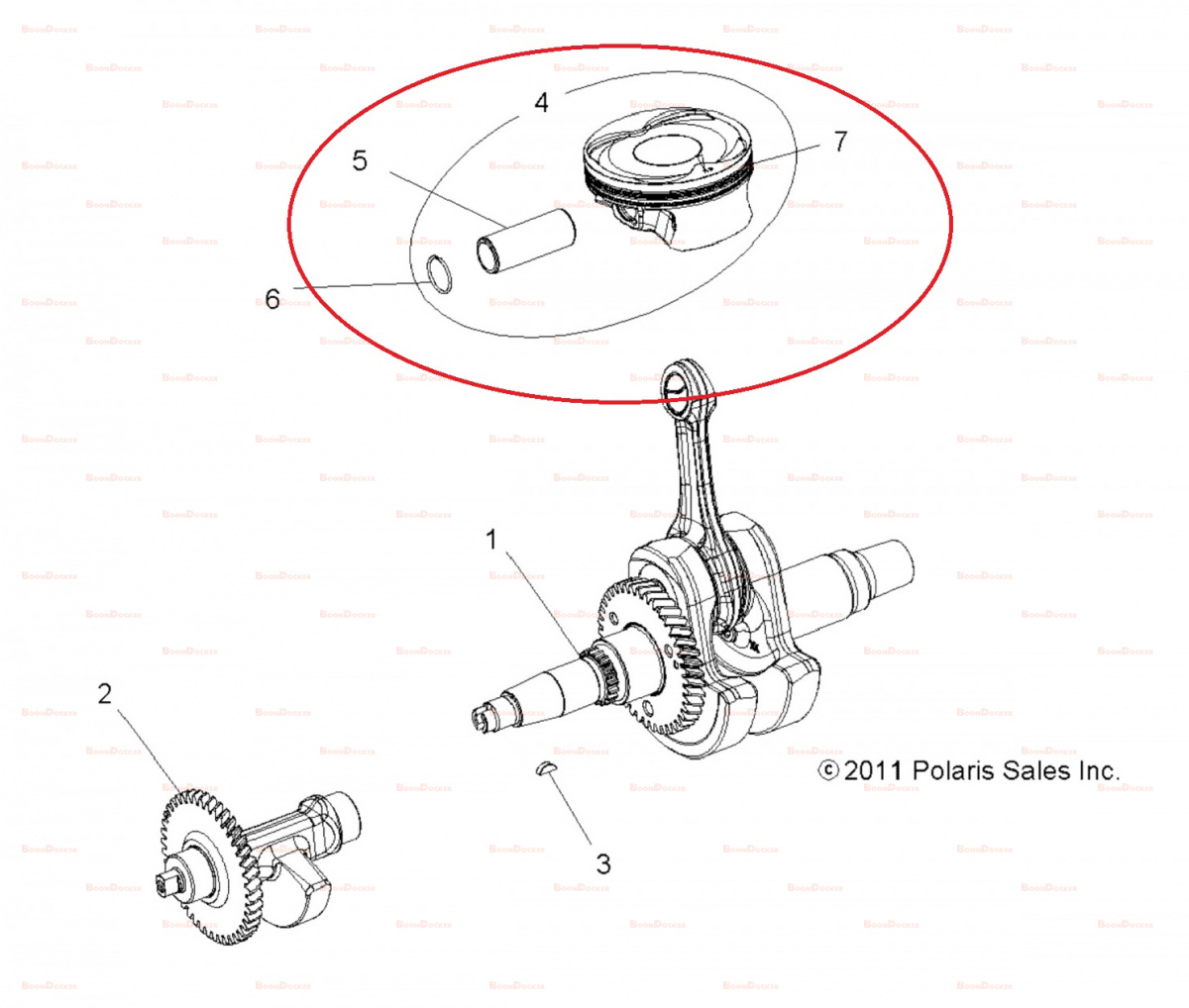 2204960 Поршень 99 mm в сборе для квадроциклов Polaris SPORTSMAN/RZR 570 2204732/3022288/3022477  - фото товара BoonDocker