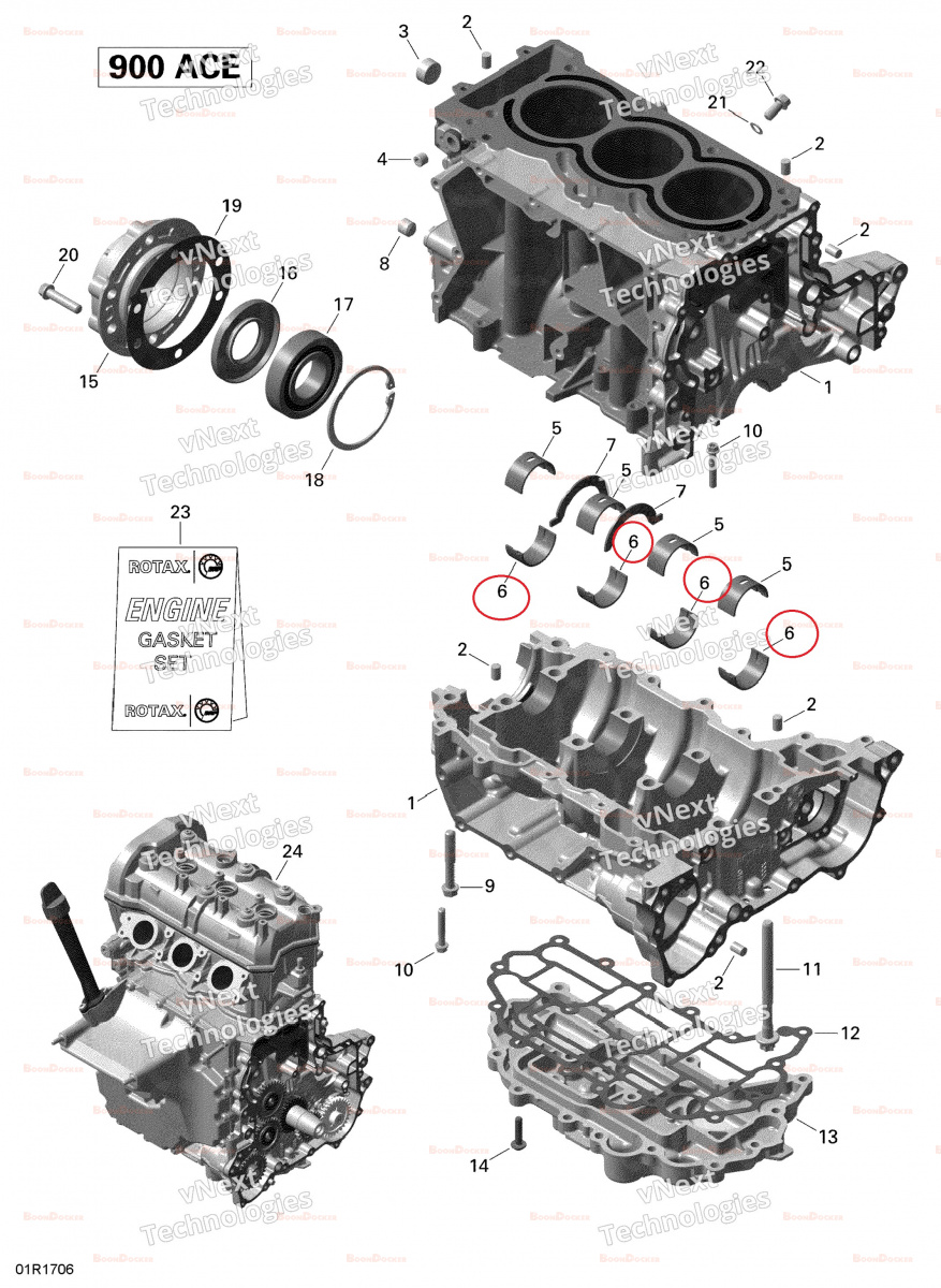 420933185 Вкладыш коренной нижний двигателя для снегоходов Ski-Doo Rotax 600/900ACE 420933185 - фото товара BoonDocker