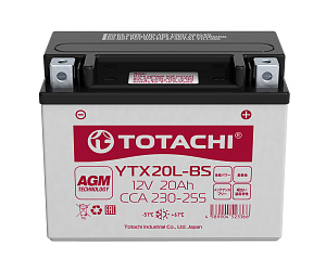Аккумулятор TOTACHI YTX20L-BS 12V/20Ah обратная -/+ 177X88X154 mm YTX20HL-BS/CT 12201