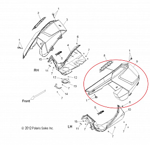 5437492-589 Панель боковая щека левая оранжевая для снегоходов Polaris RMK/PRO RMK 5437492-589