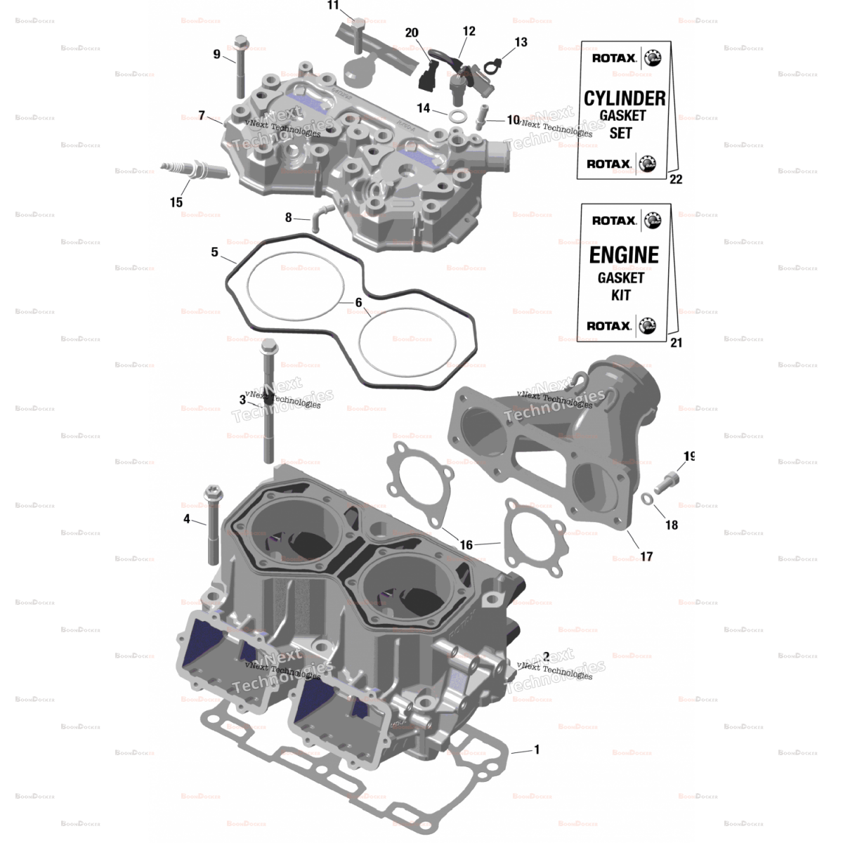 420413575 Цилиндр блок двигателя для снегоходов Ski-Doo Rotax 850 E-TEC/850 TURBO с 2023" 420413575 - фото товара BoonDocker