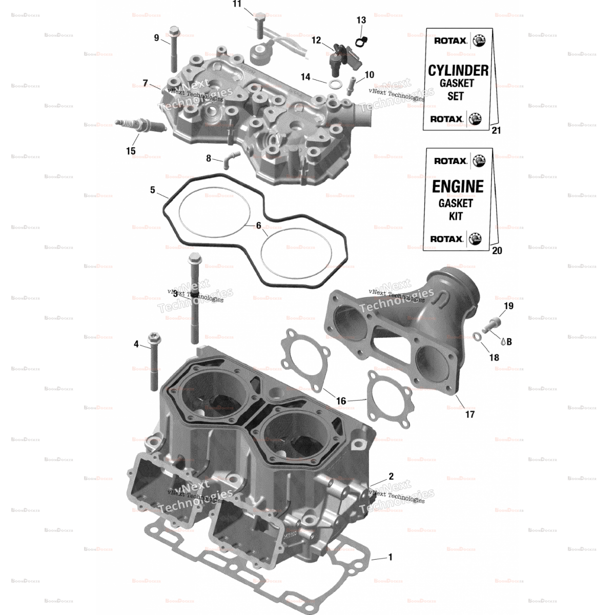 420413545 Цилиндр блок двигателя для снегоходов Ski-Doo Rotax 850 E-TEC до 2022" 420413304 - фото товара BoonDocker
