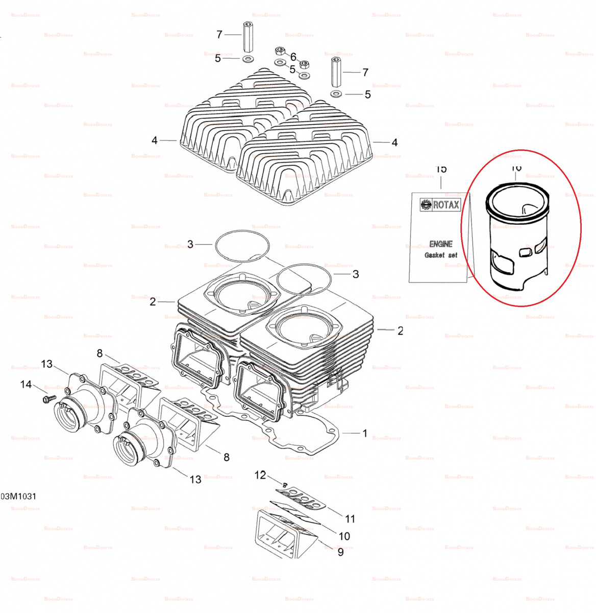 420923981 Гильза для снегоходов Ski-Doo Rotax 550F 420923975/420923978/420923974/420623141/420623142/FL-1275 - фото товара BoonDocker