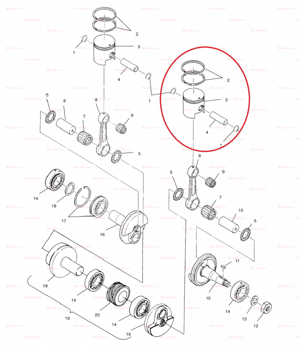 09-712 Поршень72 mm в сборе для снегоходов Polaris 500F 1990-1999" 3083901/3083545/3083841 - фото товара BoonDocker