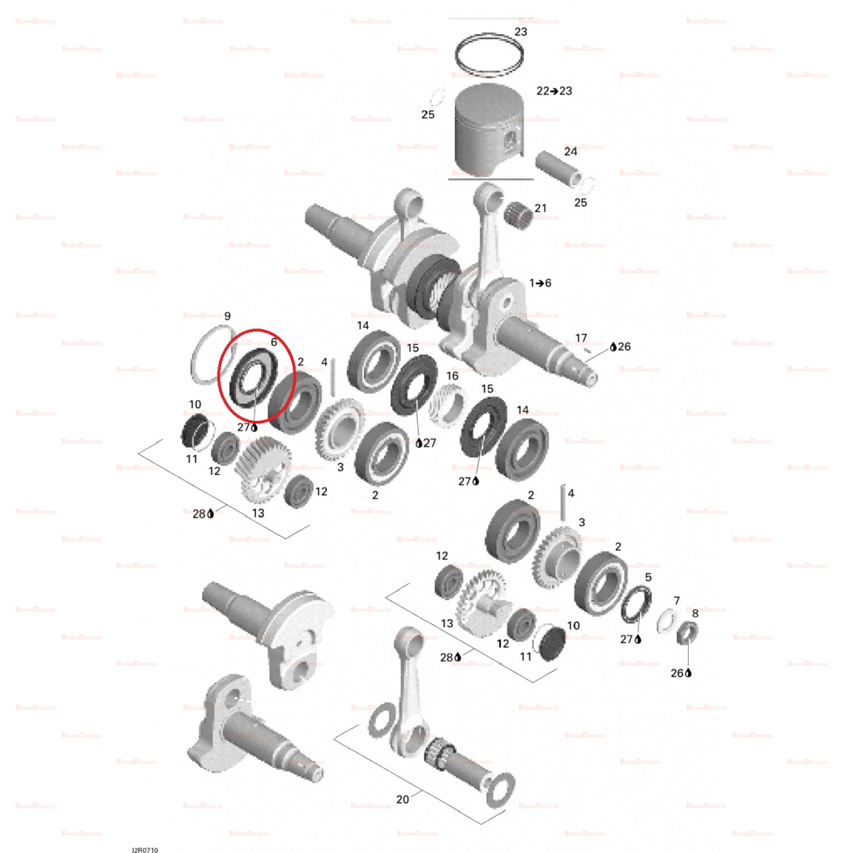 420931287 Сальник коленвала двигателя PTO для снегоходов Ski-Doo Rotax 1000 SDI 2005-2007" 420931287 - фото товара BoonDocker