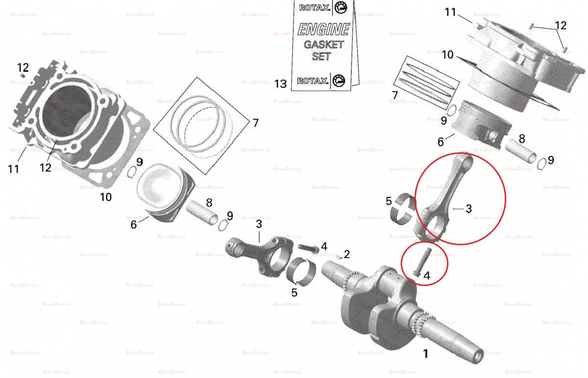 420217425 Шатун коленвала двигателя 1 шт для квадроциклов Can-Am Rotax 450/570/650/800/850 420217429/SM-09341 - фото товара BoonDocker