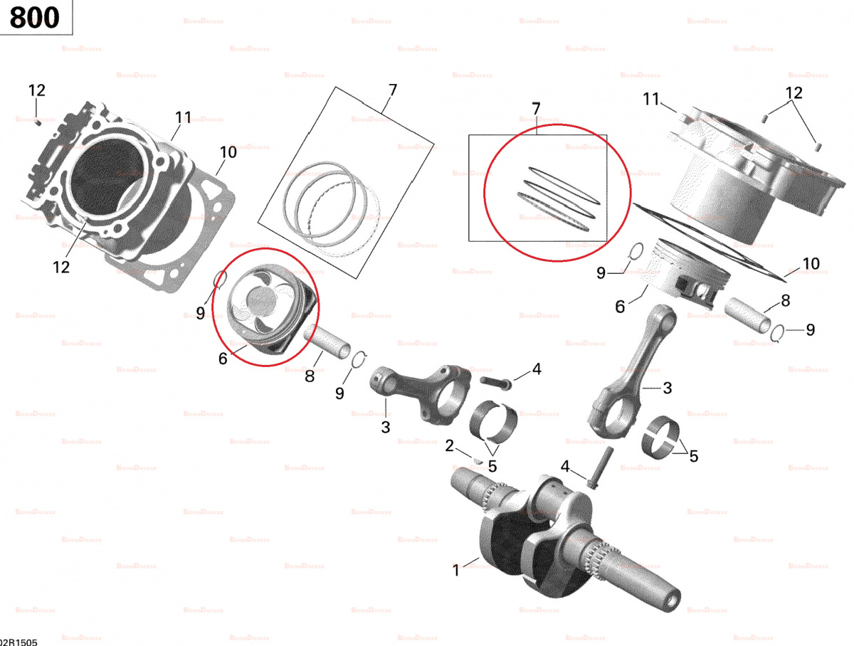 420685714 Поршень 90.958 в сборе для квадроциклов Can-Am Rotax 400/800R 420296770/420296775 - фото товара BoonDocker