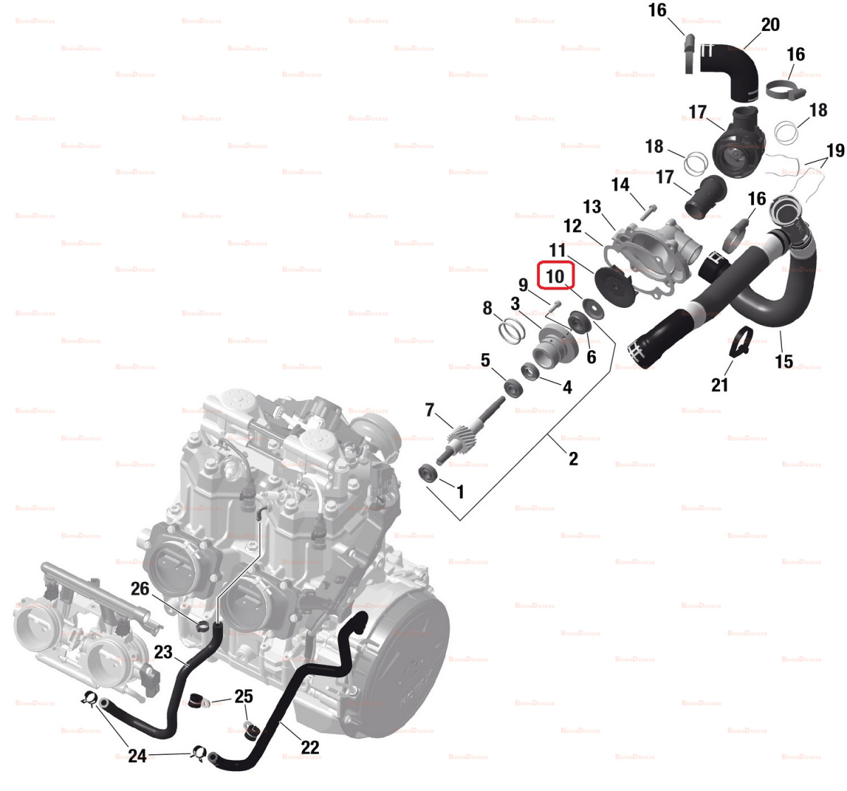 420944036 Шайба сальника помпы водяного насоса для снегоходов Ski-Doo Rotax 600R/850 E-TEC 420944035 - фото товара BoonDocker