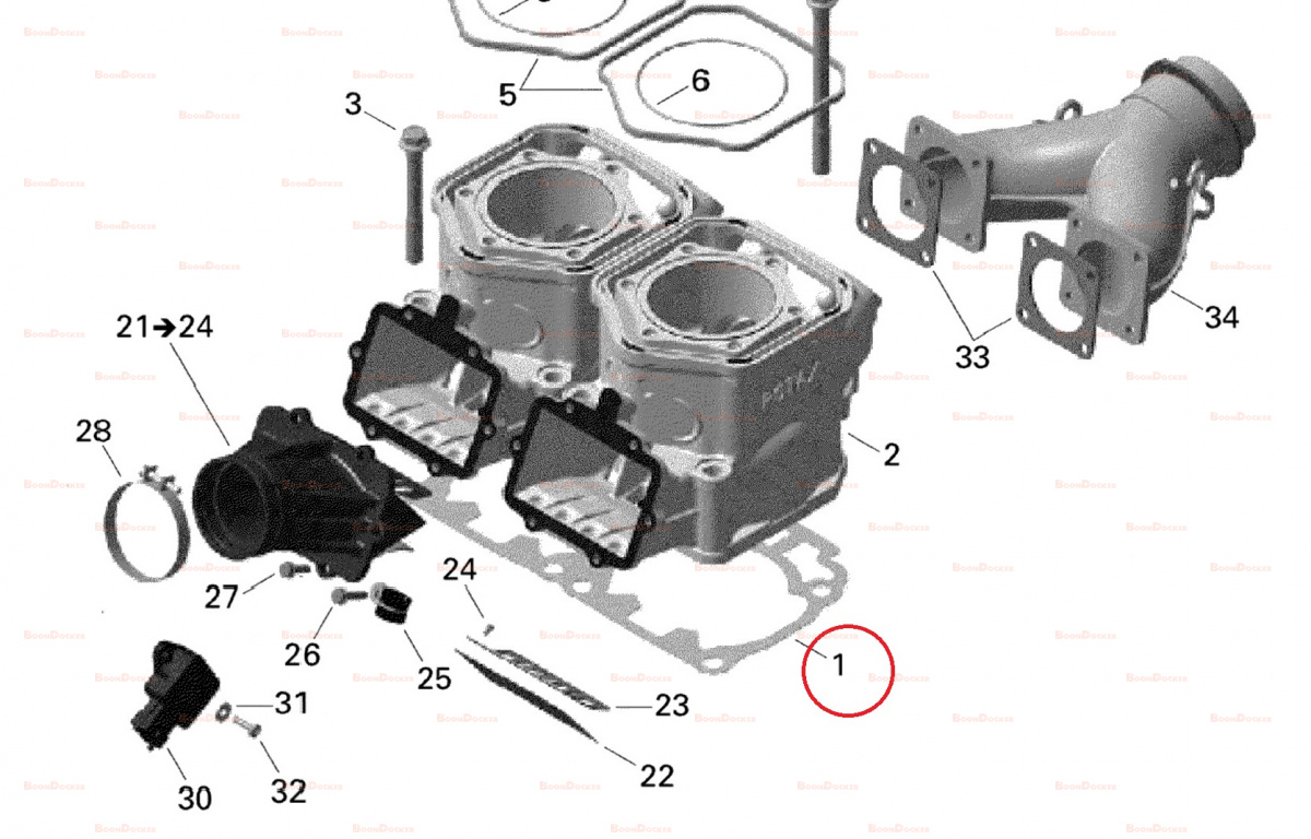 420431163 Прокладка под цилиндры 0.8 mm для снегоходов Ski-Doo Rotax 600HO E-TEC 420931895 - фото товара BoonDocker