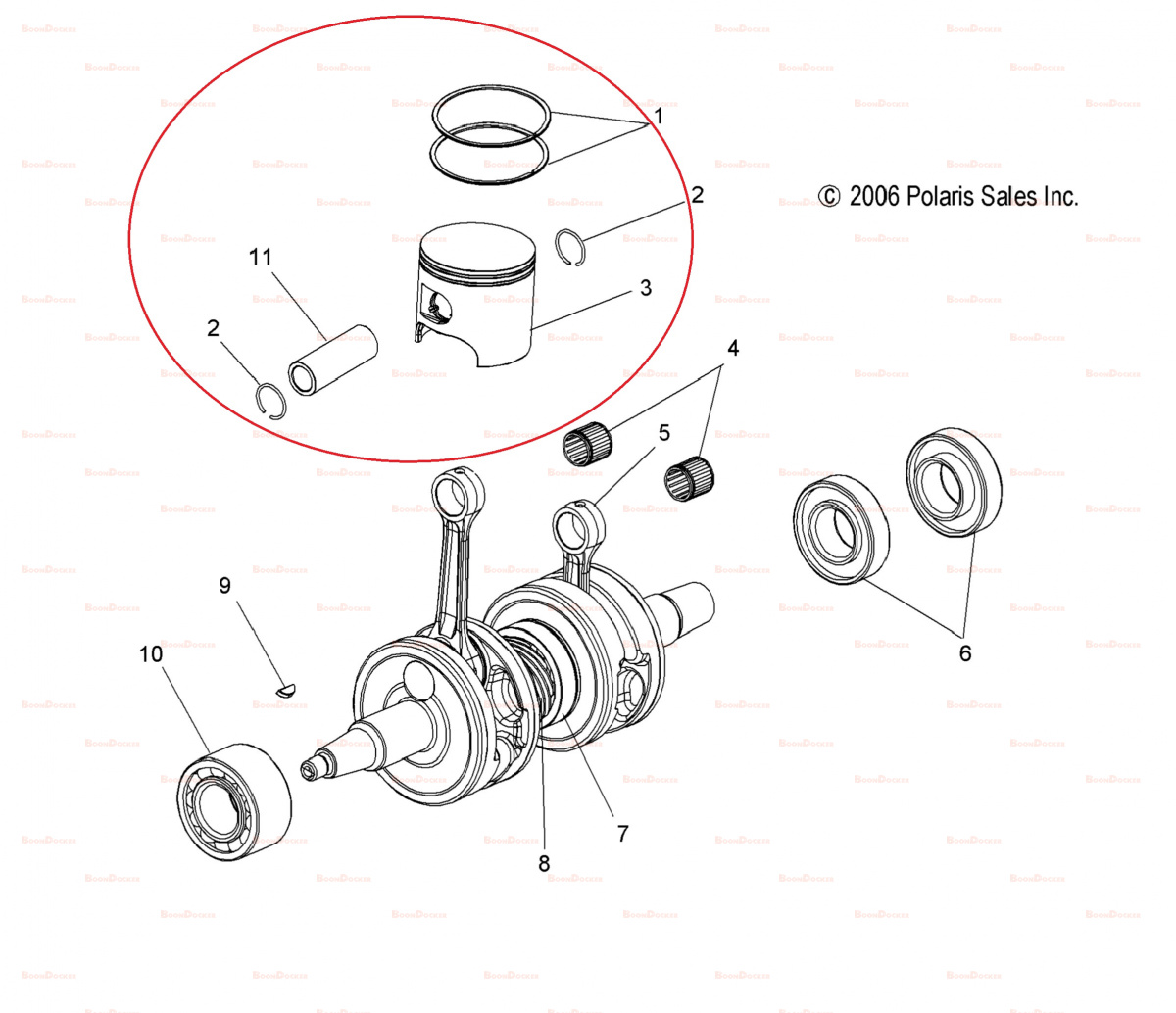 2204152 Поршень в сборе для снегоходов Polaris 600 WIDETRAK IQ 2010-2017" SM-09261/54-9245/3022247 - фото товара BoonDocker