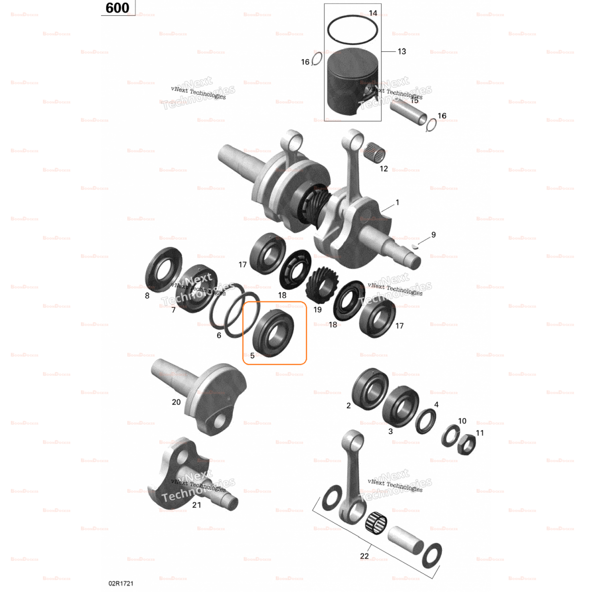 420832633 Подшипник коленвала 35X72X17/18 для снегоходов Ski-Doo 600/800 420832673/420832176/420832634/420832635/420832636/UP-09020 - фото товара BoonDocker