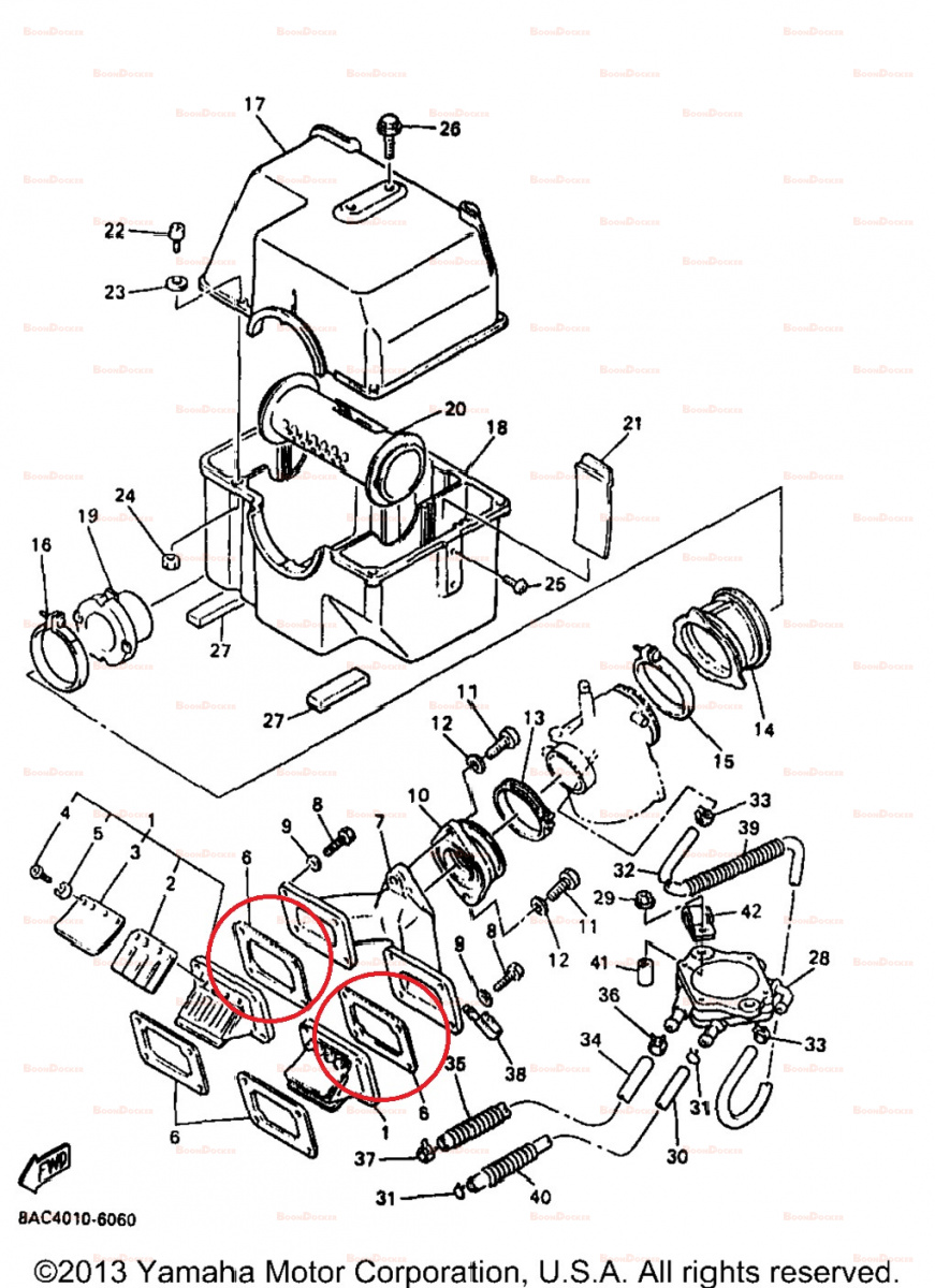 8Y7-13556-01 Прокладка впускного патрубка для снегоходов Yamaha VK540 8Y7-13556-01-00/09-710182 - фото товара BoonDocker