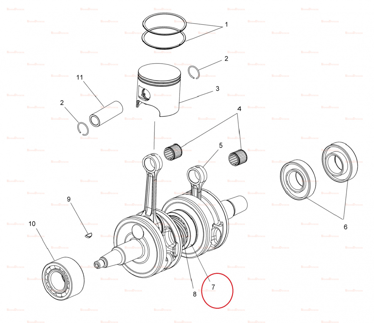 7710528 Кольцо стопорное подшипника коленвала для снегоходов Polaris 600/700/800 7710782 - фото товара BoonDocker