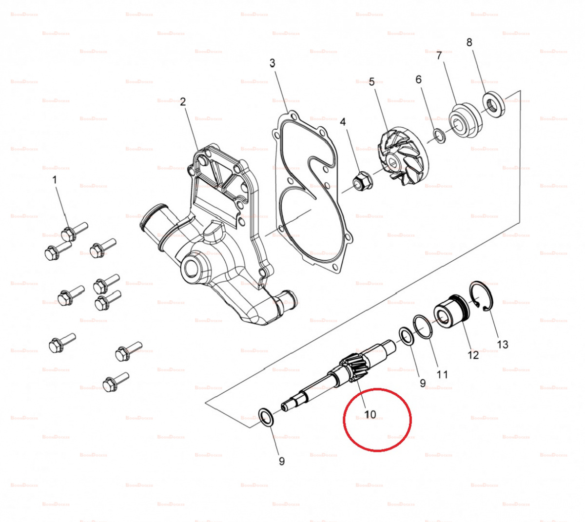 5138488 Вал маслонасоса для снегоходов Polaris 600/800 RMK/AXYS PRO RMK 2015-2021" 5138488 - фото товара BoonDocker