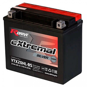 Аккумулятор RDrive eXtremal PLATINUM 12V/21Ah обратная -/+ 176X87X156 mm YTX20HLBS/YTX20HL-BS/YTX20L-BS