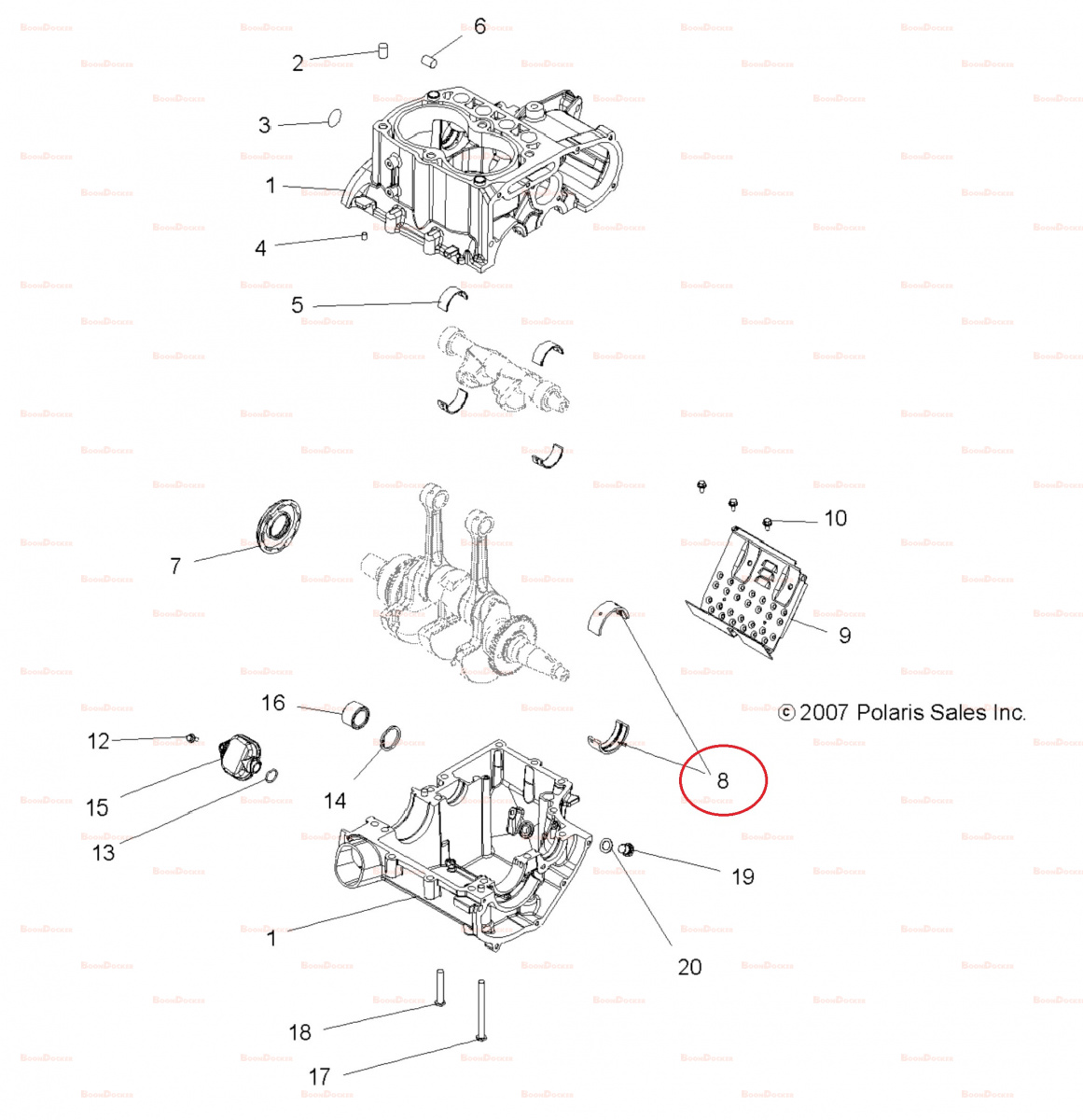 3585704 Вкладыш коренной коленвала для квадроциклов Polaris SPORTSMAN 800 3585704 - фото товара BoonDocker
