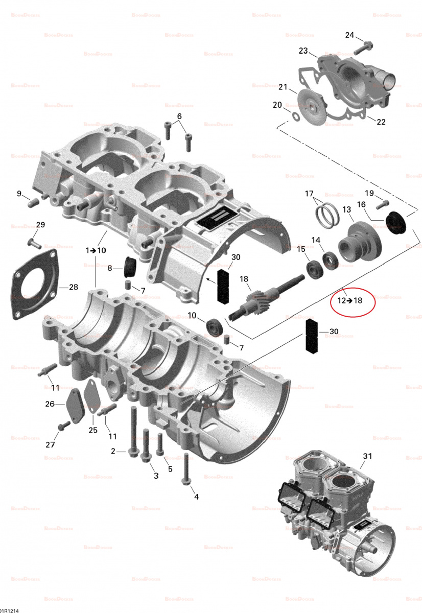 420837421 Привод масляного насоса и помпы для снегоходов Ski-Doo Rotax 600 CARB/600HO E-TEC 420837420 - фото товара BoonDocker