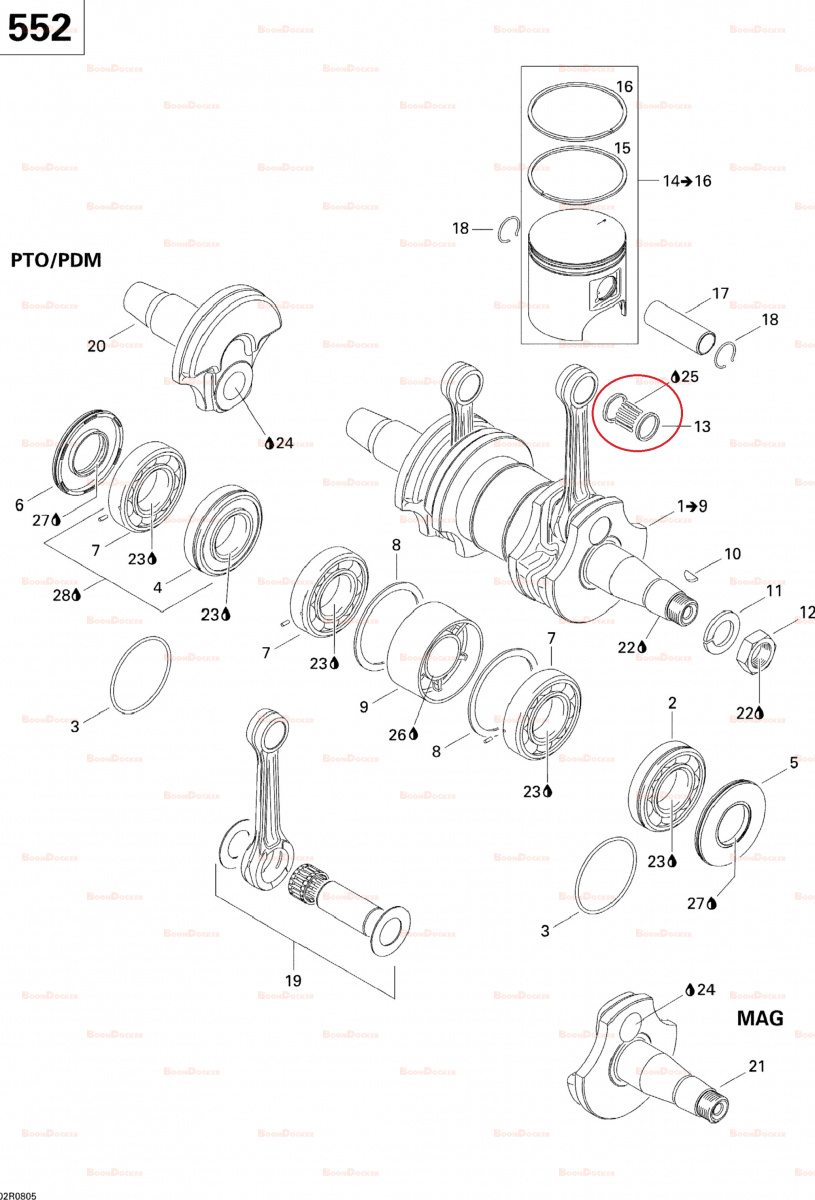 420832420 Подшипник-сепаратор поршня 20X24X23 для снегоходов Ski-Doo Rotax 550F 420832421/290832040/420832040/290832420/SM-09236C/010-121 - фото товара BoonDocker