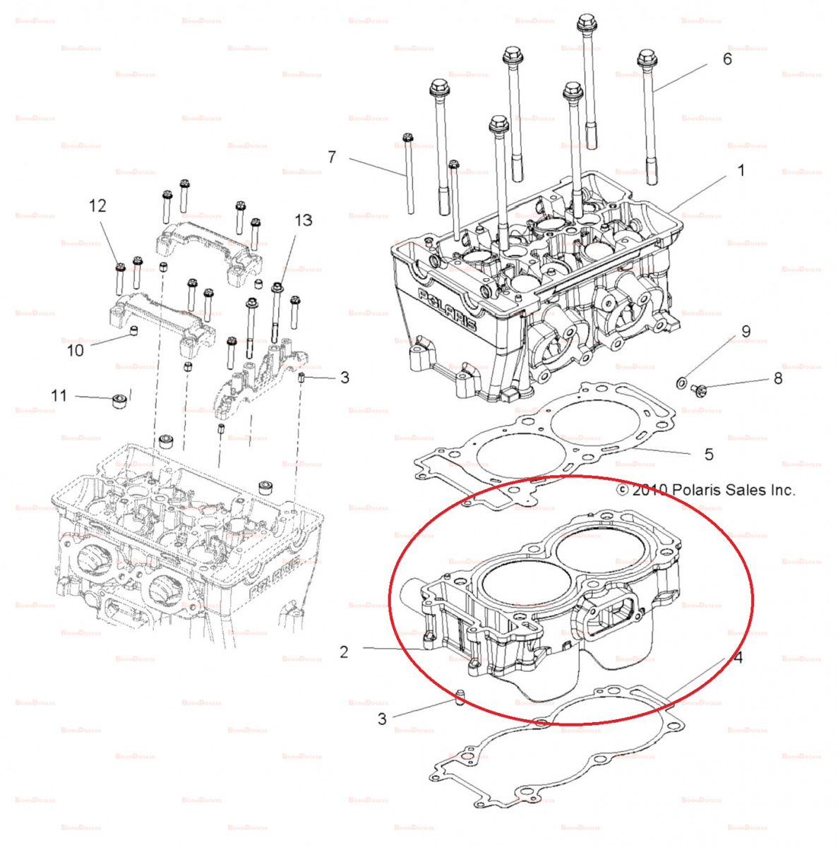 3022278 Цилиндр блок двигателя для квадроциклов Polaris RZR 900 2011-2014" 3022278 - фото товара BoonDocker