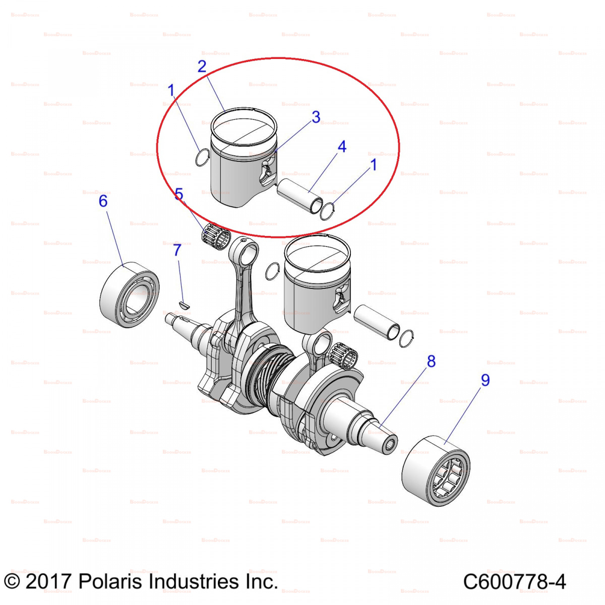 2209886 Поршень 85 mm в сборе для снегоходов Polaris 850 PRO RMK/AXYS PRO-RMK 2207820/2208205/SM-09288  - фото товара BoonDocker