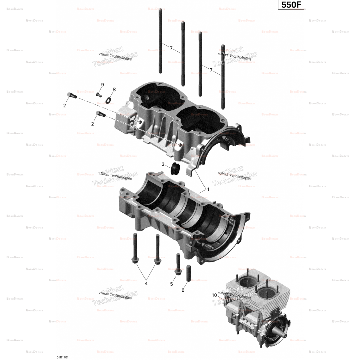 420890237 Картер в сборе для снегоходов Ski-Doo Rotax 550F 420890231 - фото товара BoonDocker