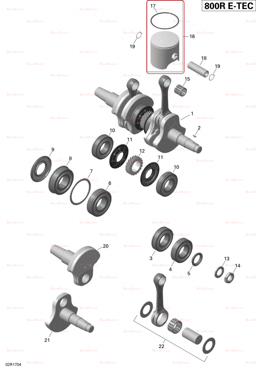 420893436 Поршень 81.852 mm с кольцом для снегоходов Ski-Doo Rotax 800R E-TEC 2012-2019" 420893314/415129855 - фото товара BoonDocker