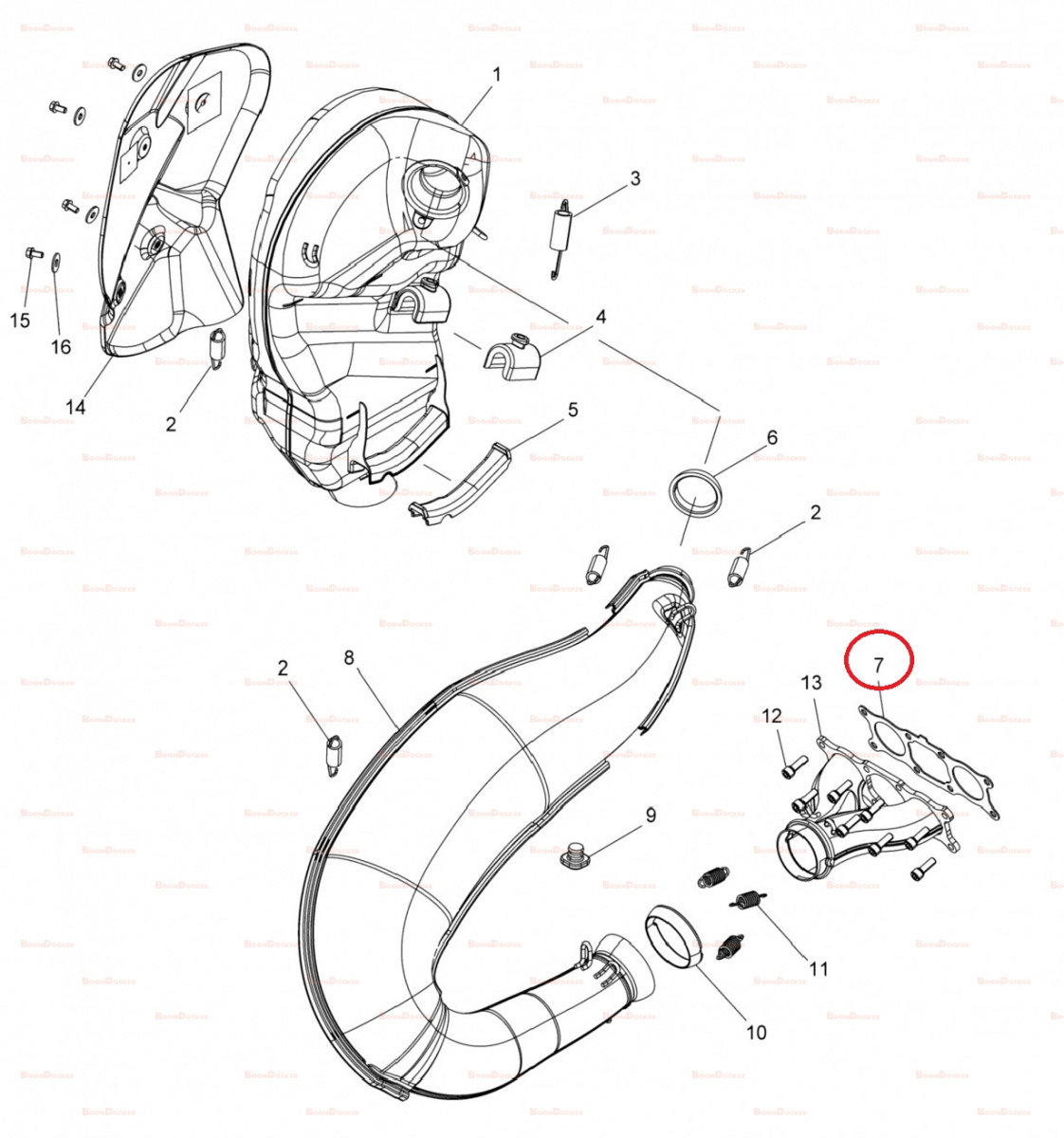 5813159 Прокладка выпускного коллектора для снегоходов Polaris 800 AXYS PRO RMK SM-02055/090-985 - фото товара BoonDocker