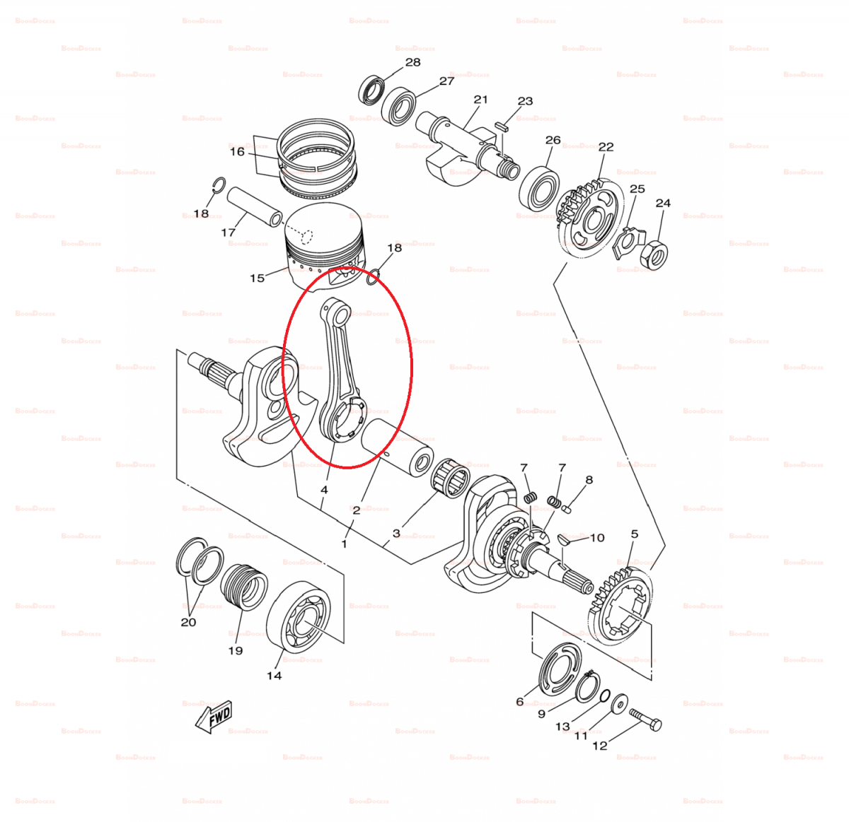 5LP-11651-00-00 Шатун коленвала двигателя 1 шт квадроциклов Yamaha 660 5LP-11651-00-00 - фото товара BoonDocker