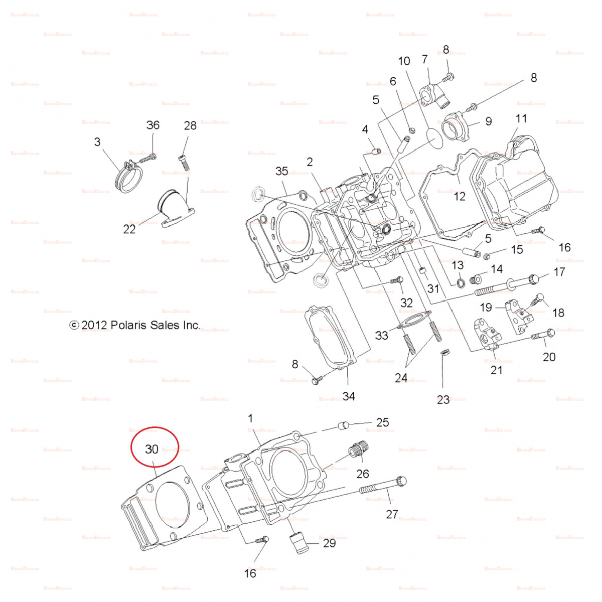 3089966 Прокладка под цилиндры для квадроциклов Polaris SPORTSMAN 500 3084851/3085370/68-0765/NA-50004F - фото товара BoonDocker