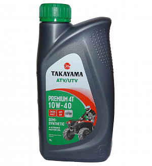 Моторное масло TAKAYAMA  ATV/UTV Premium 4T SAE 10W-40, API SM, MA-2 Полусинтетическое 1 л