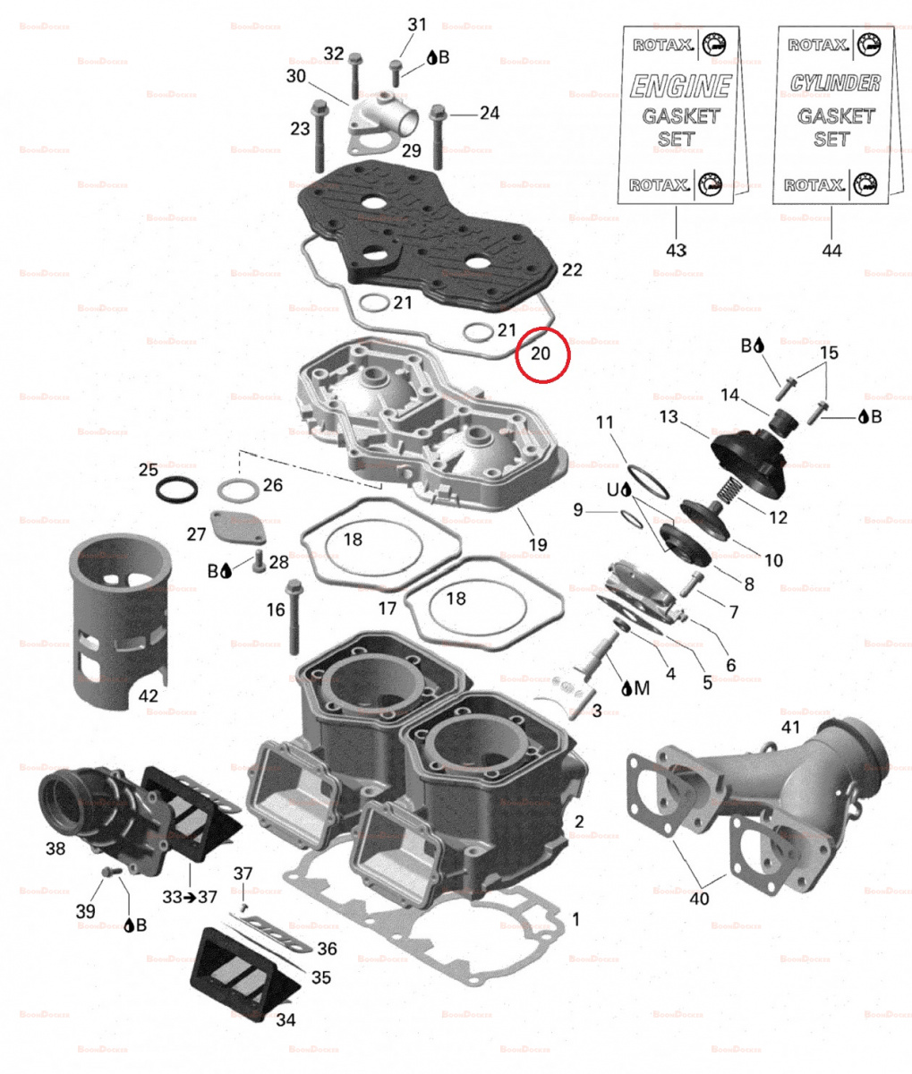 420950320 Прокладка крышки ГБЦ для снегоходов Ski-Doo Rotax 600 HO SDI 290950320 - фото товара BoonDocker
