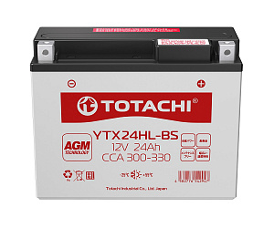 Аккумулятор TOTACHI YTX24HL-BS 12V/24Ah обратная -/+ 205X87X162 mm YTX24HL-BS
