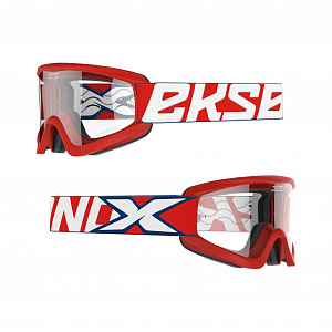 Очки кроссовые EKS Brand Gox Flat-Out, красно/бело/синие, линза прозрачная