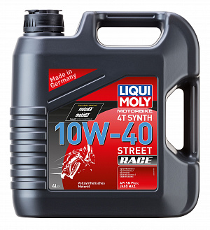 20754 Масло моторное cинтетическое для мотоциклов Liqui Moly Motorbike 4T Synth Street Race 10W40 4 литра
