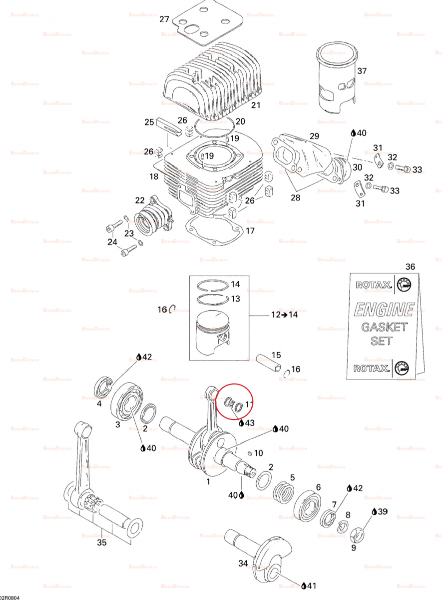 420832320 Подшипник-сепаратор поршня 18X22X22 для снегоходов Ski-Doo Rotax 300F/380F/500F 420932904/290932904/420832325/09-505-01 - фото товара BoonDocker