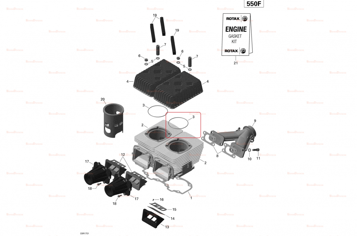 293300026 Прокладка ГБЦ малая для снегоходов Ski-Doo Rotax 550F/600HO E-TEC 09-710277/09-710195/09-711303  - фото товара BoonDocker