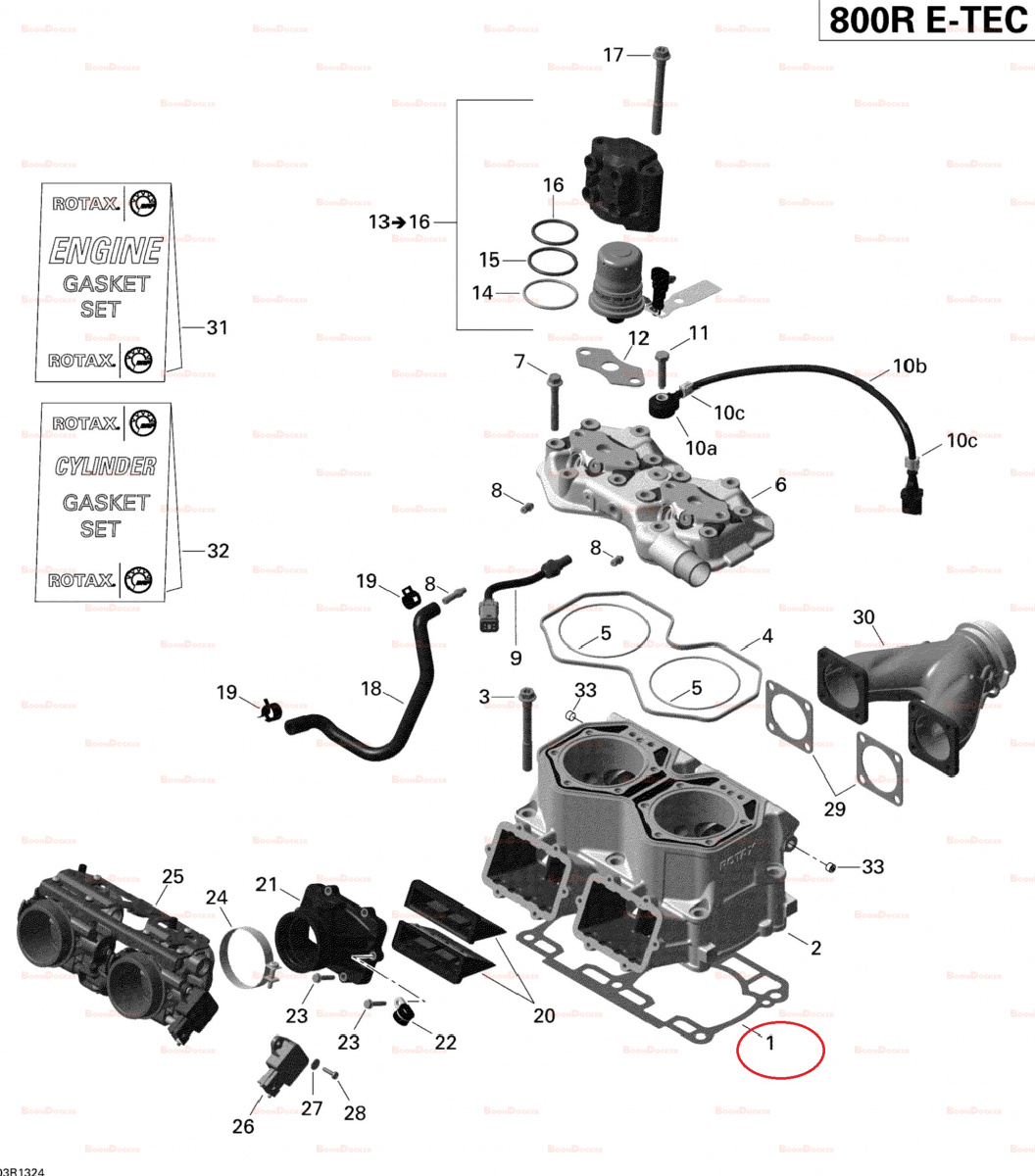 420430087 Прокладка под цилиндры 1,2 mm для снегоходов Ski-Doo Rotax 800R E-TEC 2011-2012" 420430087 - фото товара BoonDocker