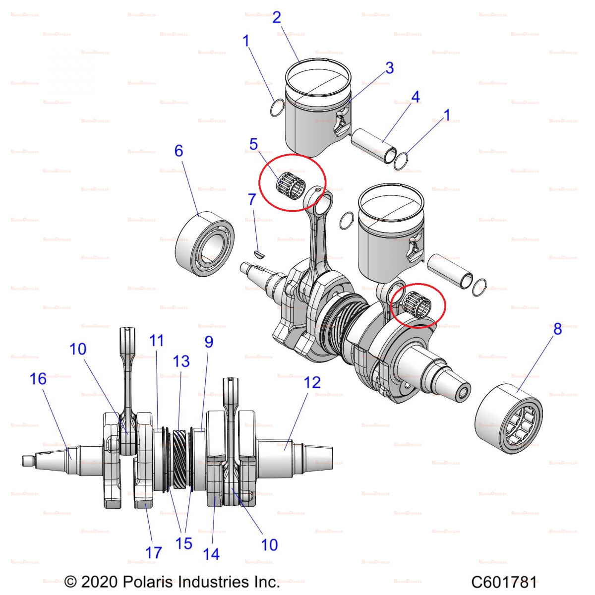 3514909 Подшипник-cеператор 23X28X26 поршня для снегоходов Polaris 850 PRO-RMK/AXYS PRO-RMK SM-09500 - фото товара BoonDocker