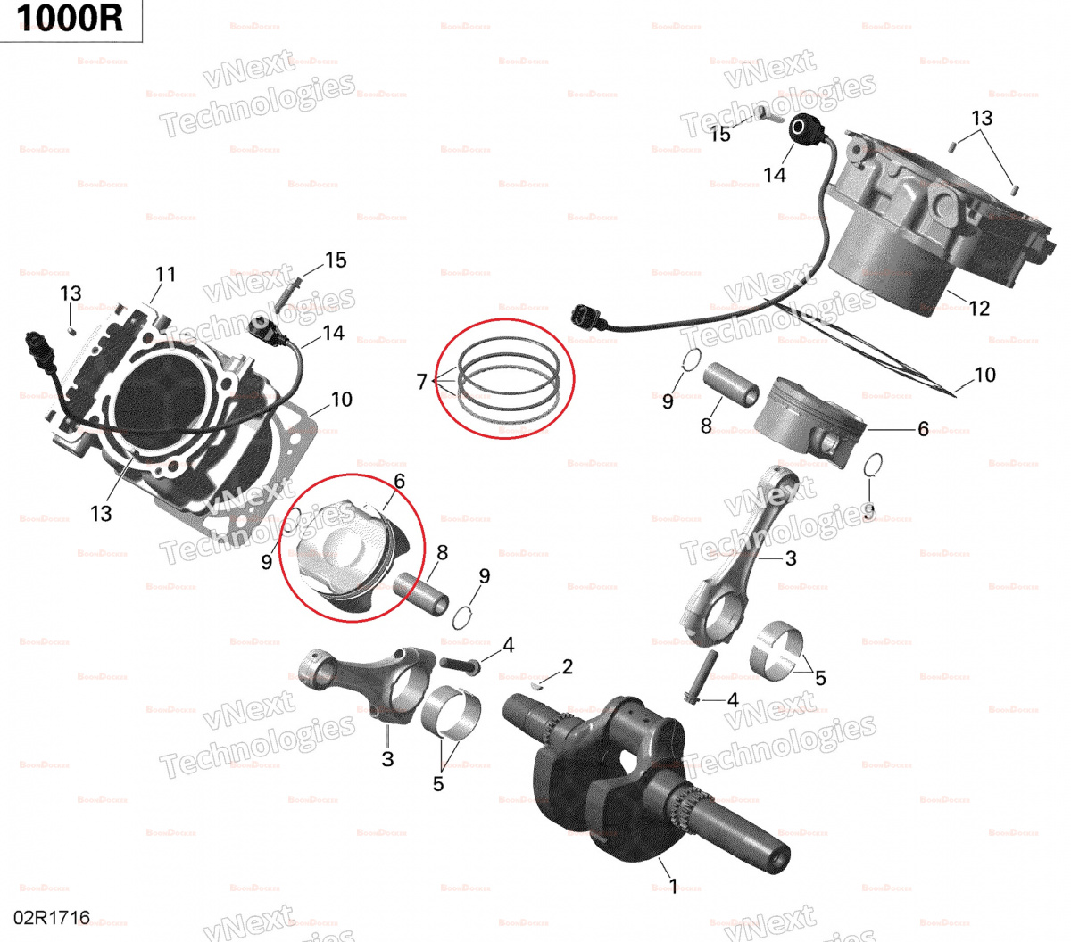 420686094 Поршень 90.958 с кольцами для квадроциклов Can-Am Rotax 1000 2013-2023" NA-80011 - фото товара BoonDocker