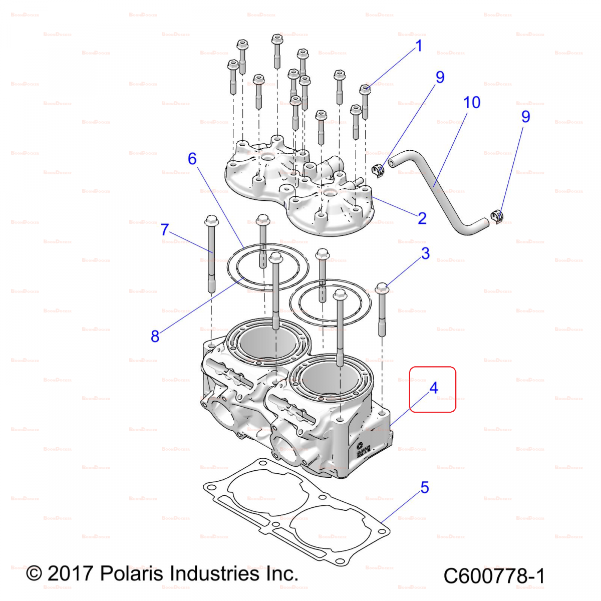 3023972 Цилиндр блок двигателя для снегоходов Polaris PATRIOT 9R 3023972 - фото товара BoonDocker