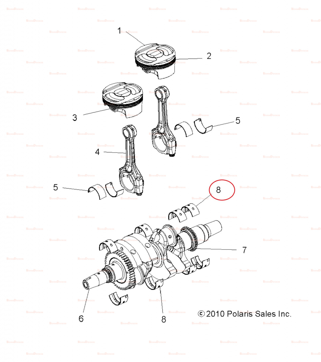 421-1114Y Вкладыш коренной желтый для квадроциклов Polaris RZR 900/1000 3514662-004 - фото товара BoonDocker