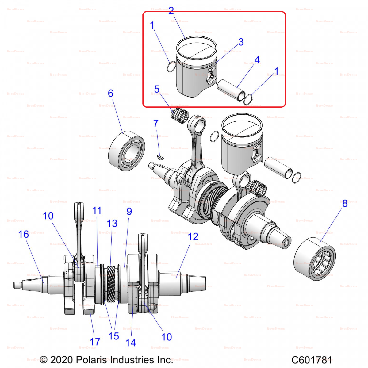 2209828 Поршень в сборе для снегоходов Polaris PATRIOT 9R 2209828 - фото товара BoonDocker