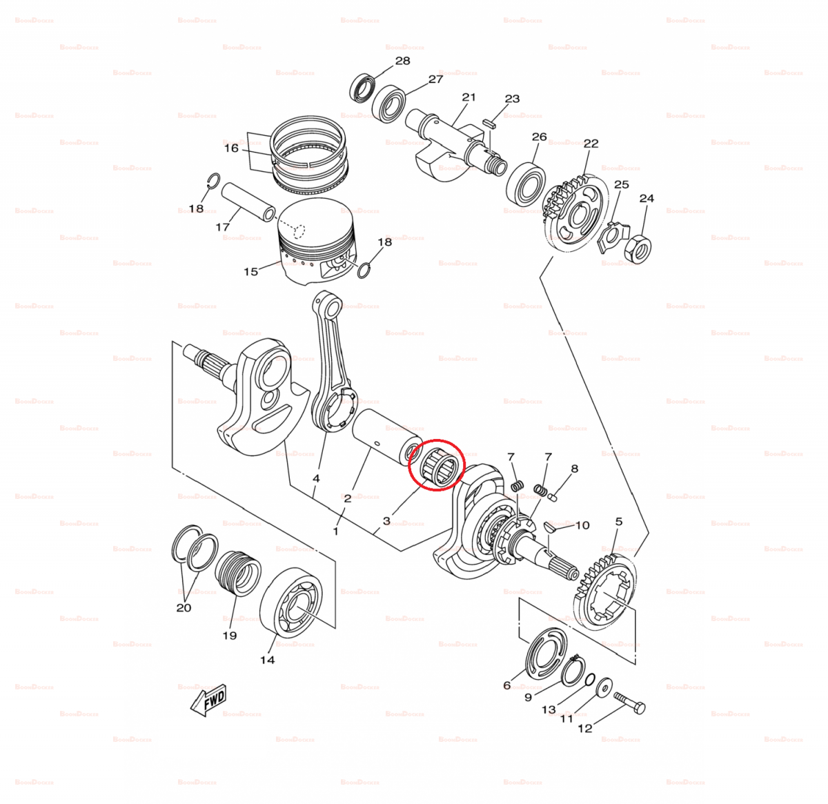 93310-637D3-00 Подшипник-сапаратор шатуна для квадроциклов Yamaha 660 93310-637D3-00 - фото товара BoonDocker